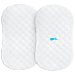 Bassinet Mattress Pad Cover 30" x 18" Fit for Halo BassiNest Swivel/Flex/Glide/Premiere & Luxe Series Sleeper, Waterproof Bassinet Mattress Protector Quilted Bassinet Sheets 2 Pack (White)