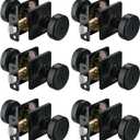 6 Pack Black Door Knobs with Square Rosette,Pismo Door Knob with Lock,Privacy Door Handles Interior for Bath & Bed