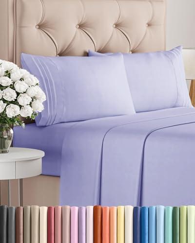 Queen Size 4 Piece Sheet Set - Comfy Breathable & Cooling Bed Sheets Set - Hotel Luxury Bedding for Women, Men, Kids, Teens, Boys & Girls - Deep Pockets, Ultra-Soft, Wrinkle Free - Oeko-Tex - Lavender