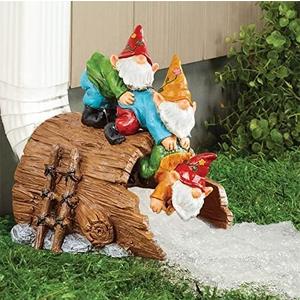 Garden Statue Guardian of Gnomes Downspout Statue Extender, Elf Gutter Diverter derby On Lawn Rain Gardening Decorations Size 3" 4"