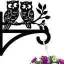 peacoblue Iron Plant Hangers Hooks for Outdoor Indoor Hanging Plants Flower Fern Pots Lantern Bird Feeder Wind Chimes, 12"x14" Owl Weather Resistant Metal Wall Holder for Porch Garden Farmhouse(Owl)