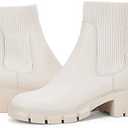 Ruanyu Womens Platform Ankle Boots Elastic Chunky Block Heel Chelsea Booties Lug Sole Non-Slip Combat Shoes 7.5