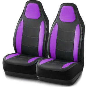 Road Comforts Car Seat Cover, Leather Car Seat Covers, Automotive High Back Car Seat Covers, Airbag Compatible, Universal Fit for Most Cars (Purple)