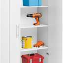 Prepac Elite Tall Garage Storage Cabinet & Pantry Storage Cupboard, 2-Door Freestanding Bathroom or Pantry Cabinet with Adjustable Shelves, 16" D x 32" W x 65" H, White