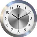 Non Ticking Silent Wall Clock Decorative,Analog Metal Wall Clock Battery Operated,Bedroom/Living Room/Office/Kitchen Clock,Silver,10 inch