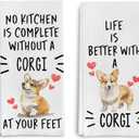 Corgi Dog Kitchen Towels,Corgi Hand Towels,Corgi Waffle Weave Kitchen Dish Towels for Kitchen Bathroom,Corgi Tea Towel,Corgi Gifts for Corgi Lovers(1624 Set of 2)