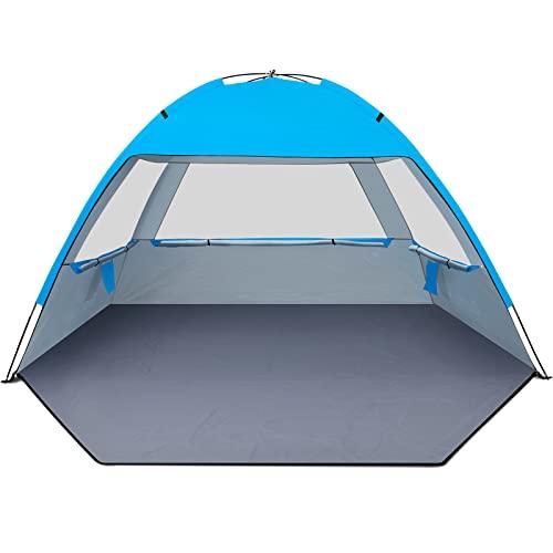 Gorich Beach Tent Sun Shelter for 3-10 Person with UPF 50＋ UV Protection, Lightweight & Easy Setup Beach Shade Canopy, Portable Beach Shade Tent Beach Cabana