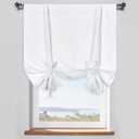 Pure White Balloon Shades Room Darkening Kitchen Window Curtain - Adjustable Thermal Insulated Tie Up Curtain Panel for Bathroom (42 W x 45 inches Long,1 Panel)