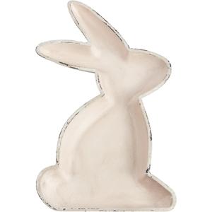 Bunny Shaped Decorative Tray, White Coffee Table Tray for Easter Decorations, Ottoman & Couch Vintage Farmhouse Style Cute Decor for Living Room Bathroom Home Easter Bunny Gifts (14.2" x 8.3" x 1.6")