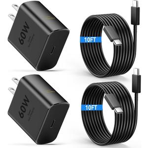 60W USB C Super Fast Charger Type C Android Phone Charger Fast Charging Block with 10ft USB-C to USB-C Cord Compatible with Samsung Galaxy S26 Ultra/S26/S26+/S25/S25 Ultra/S25+/S24, MacBook, iPad