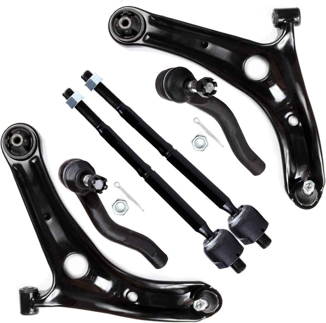 SCITOO 6pcs Suspension Kit Front Lower Control Arm Ball Joint Inner Outer Tie Rod End Kit Replacement For 2000-2005 For Toyota Echo