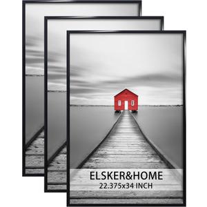 ELSKER&HOME 22.375 x 34 Poster Frame 3 Pack, Black Picture Frame for Horizontal or Vertical Wall Mounting, Sturdy and Scratch-proof