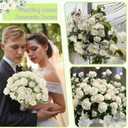 15Pcs Pearl White Roses Artificial Flowers Fake Roses Long Stem Velet Rose Silk Flowers for Home Wedding Decoration (Pearl Roses,White)