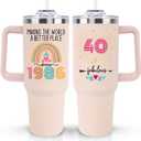 40th Birthday Gifts Women, Funny 1986 40th Birthday Gifts For Women Her, 40th Birthday Decorations For Woman, Turning 40 Year Old Bday Gifts for Woman, 40 and Fabulous 40oz Tumbler Cup Coffee Mug