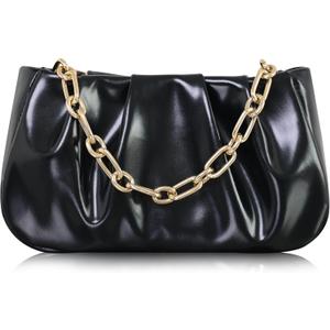 Clutch Purse for Women - Evening Small Shoulder Bag Anti Theft Removable Chain Adjustable Strap PU Handbag (Black)