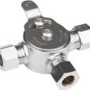 WHK Water Mixing Valve Hot Cold Water Mixer, Inlets and Outlet is 3/8"Inch by Compression Connection on Sink to Adjust Water Tempture(Lead-Free Brass)