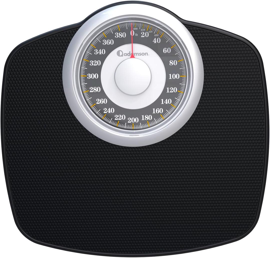 Adamson A25 Scales for Body Weight - Up to 400 LB - 5.3" Dial on 12.4" x 10.2" Platform - Anti-Skid Rubber Surface - High Precision Bathroom Scale Analog