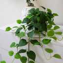 Fake Pothos Hanging Plants, 33" Potted Artificial Hanging Plant, Faux Pothos Silk Vines Hanging Plant Greenery for Home Living Room Indoor Decor