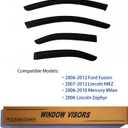 Window Visors Rain Guards fits 2006-2012 Ford Fusion, Out-Channel Window Wind Deflectors Vent Shades Accessories for 2007-2012 Lincoln MKZ, 2006-2010 Mercury Milan, 2006 Lincoln Zephyr, 4 Pcs