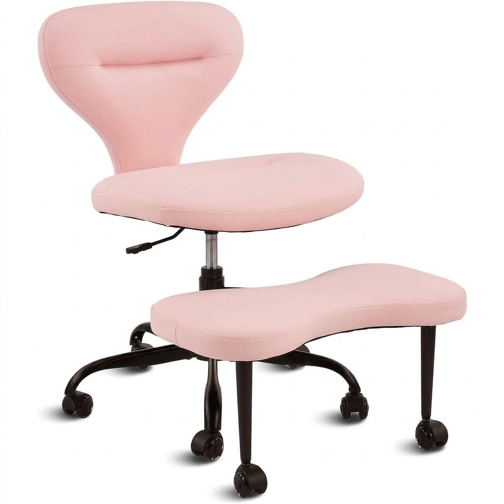 YFO Ergonomic Cross Legged Office Chair and ADHD Meditation Chair with Silent Wheels for Home Office Desk Chair and Yoga, Wider Backrest Support and Storage Pockets Design, PU Leather, 23.6 inches x 19.3 inches x 33 inches