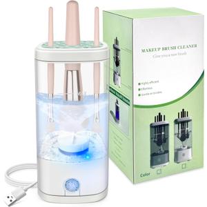 Electric Makeup Brush Cleaner Machine, Ultimate Efficient Automatic Cleaner for All Types of Makeup Brushes- Transparent