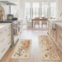 Artoid Mode Pumpkin Sunflowers Hello Fall Kitchen Mats Set of 2, Autumn Home Decor Low-Profile Kitchen Rugs for Floor - 24x35 and 24x59 Inch (Beige)