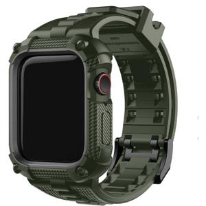 Fullmosa Compatible with Apple Watch Bands 41mm 40mm Series 9/8/7/6/5/4/SE2/SE, TPU Rugged iWatch Strap Military Grade Shockproof Bumper Case with Screen Protector for Men Women (40/41, Army Green)