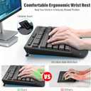 Wireless Keyboard and Mouse Combo,Silent Soft Touch Quiet Keyboard Less Noise 90%,Ergonomic with Wrist Rest,2.4GHz 104 Keys Full Size,2400 DPI Mouse,for Office/Work/Home/PC Computer/Laptop/Mac,Black