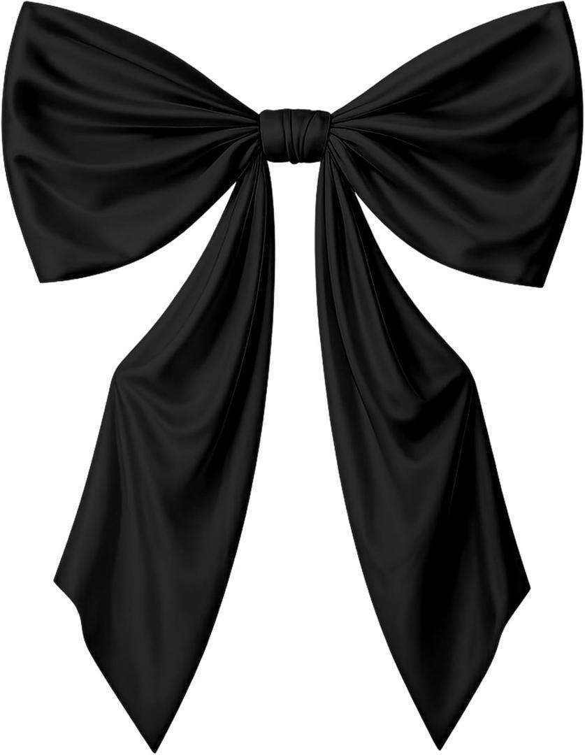 GUDELAK 43 x 24 Inches Satin Large Black Bows for Graduation Decorations 2026, Giant Black Bow for 30th 40th 50th 60th 70th Birthday Decorations, Big Bow with Felt for Wedding Bridal Shower
