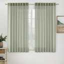 MIULEE Sage Short Linen Curtains 45 Inch Length 2 Panels for Kitchen Bedroom Bathroom,Green Soft Thick Linen Textured Window Drapes Semi Sheer Light Filtering Back Tab Rod Pocket Burlap Look Decor
