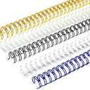 Rayson WR3264M Wire Binding Spines, Multicolor, 3:1 Pitch Double Loop Binding Wires 1/4 Inch, 32-Loop Wire Ring Pack of 100 with Black, Gold, Blue, White, Silver