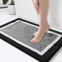 OLANLY Bathroom Rugs 24x16, Extra Soft and Absorbent Microfiber Bath Mat, Non-Slip, Machine Washable, Quick Dry Shaggy Bath Carpet, Suitable for Bathroom Floor, Tub, Shower (Black and White)