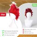 Red Anime Cosplay Halloween Wig: Short Red Men Spiky Cosplay Wig + 2 Hair Caps, Synthetic Crazy Wigs, Funny Wigs for Halloween & Christmas Parties Anime Events for Men