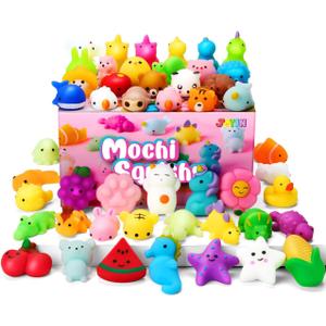 JOYIN Mochi Squishy Toys Set, Random 25 Pack Mini Squishy Mochi, Party Favors for Kids, Kawaii Stress Relief Toys, Basket Stuffers, Goodie Bags Fillers, Birthday Gifts, Classroom Prizes