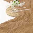 2 Pack 10 Ft Cheesecloth Table Runner Brown Gauze Long Table Runners Boho Gauze Cheese Cloth Table Runner Rustic Sheer Runner for Wedding Party Table Decor ( 35 x 120 Inch )