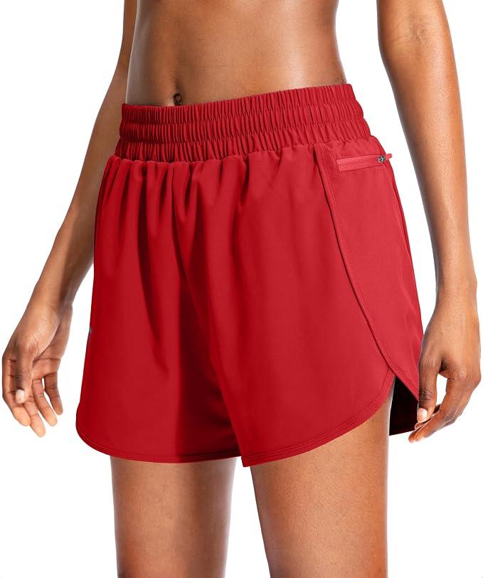 Soothfeel Women's Shorts 3"/5" Athletic Running Shorts for Workout & Gym Built-In Liner, High Waist & Zipper Pockets, Lightweight Quick-Dry Fabric for Running, Tennis & Everyday Wear, L5_M