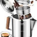 Coffee Maker Coffee Percolator 304 Stainless Steel Pot Stovetop Easy Brewing Even Heating 9 Cup 50.7oz 1500ml Silver Classic Design Heat Resistant Home Camping Outdoor