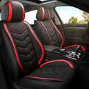 Car Seat Covers for Ford Mustang 2000-2025, Premium Nappa Leather Car Seat Cover, Stylish Sport Seat Covers Automobile Seat Cover Sets.(Standard 2 Seats/Black Red)