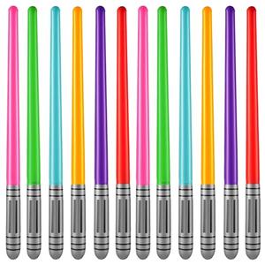 Bedwina Inflatable Light Sabers for Kids - (Pack of 12) 35-inch Neon Color Blow-Up Toy Saber Swords, Party Favors, Goodie Bags, Star Galaxy Theme Birthdays & Prize Toys