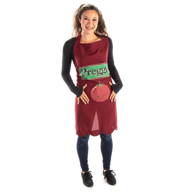 Maiteenly 2 Pack Prego and Chef Couples Halloween Costume Pregnant Halloween Prego Sauce Jar Costume Cook Apron with Chef Hat and Soup Spoon for Couples