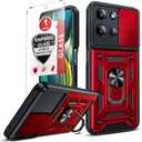 LeYi for Moto-G-2025 Case: Motorola Moto G 2025 Case with Screen Protector Tempered Glass, Motorola Phone Case Military-Grade Protection, Slide Camera Cover & Kickstand for Moto G 2025 Phone Case, Red