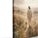 Christian Jesus Canvas Wall Art Framed Pastoral Lamb Home Decor 16x24 Inch