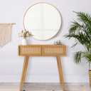 Console Table, Small Vanity Desk, Console Tables for Entryway Entryway Table, Rattan Dresser Entry Table Narrow Console Table Modern Hallway Table, 31" Boho Sofa Table (Rustic Brown)