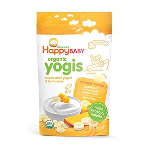 Pack Of 3 Happy Baby Organic Yogis Freeze-Dried Yogurt & Fruit Snacks Banana Mango, 1 Ounce Bag Organic Gluten-Free Easy to Chew Probiotic Snacks for Babies & Toddlers, Best By: 29 AUG 2026