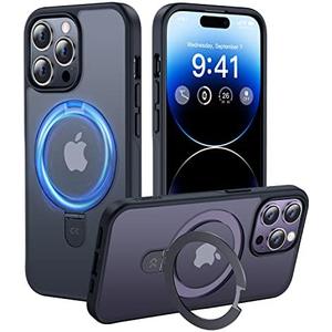 CASEKOO Designed for iPhone 14 Pro Max Case with Magnetic Invisible Stand [Military Drop Protection] [Compatible with MagSafe] Shockproof Slim Matte Translucent Promax Case 6.7 Inch, Black