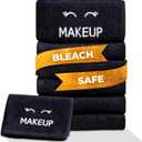White Classic Bleach Safe Black Makeup Washcloths for Face Cleansing, 6 Pack - Super Soft Luxury Cotton Black Makeup Towels, Highly Absorbent and Quick Dry, All Makeup Remover Cloth | 13 x 13