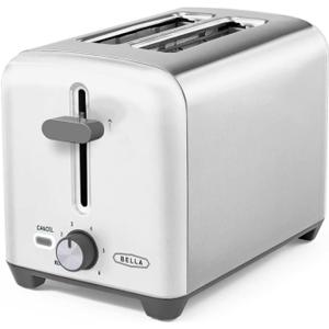 BELLA 2 Slice Toaster, Quick & Even Results Every Time, Wide Slots Fit Any Size Bread Like Bagels or Texas Toast, Drop-Down Crumb Tray for Easy Clean Up, Stainless Steel and White