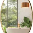 ANDY STAR Gold Oval Mirrors for Bathroom, 20x28 Inch Brushed Gold Stainless Steel Metal Framed Oval Wall Mirror, Modern Vanity Mirror Wall Mount Horizontal or Vertical