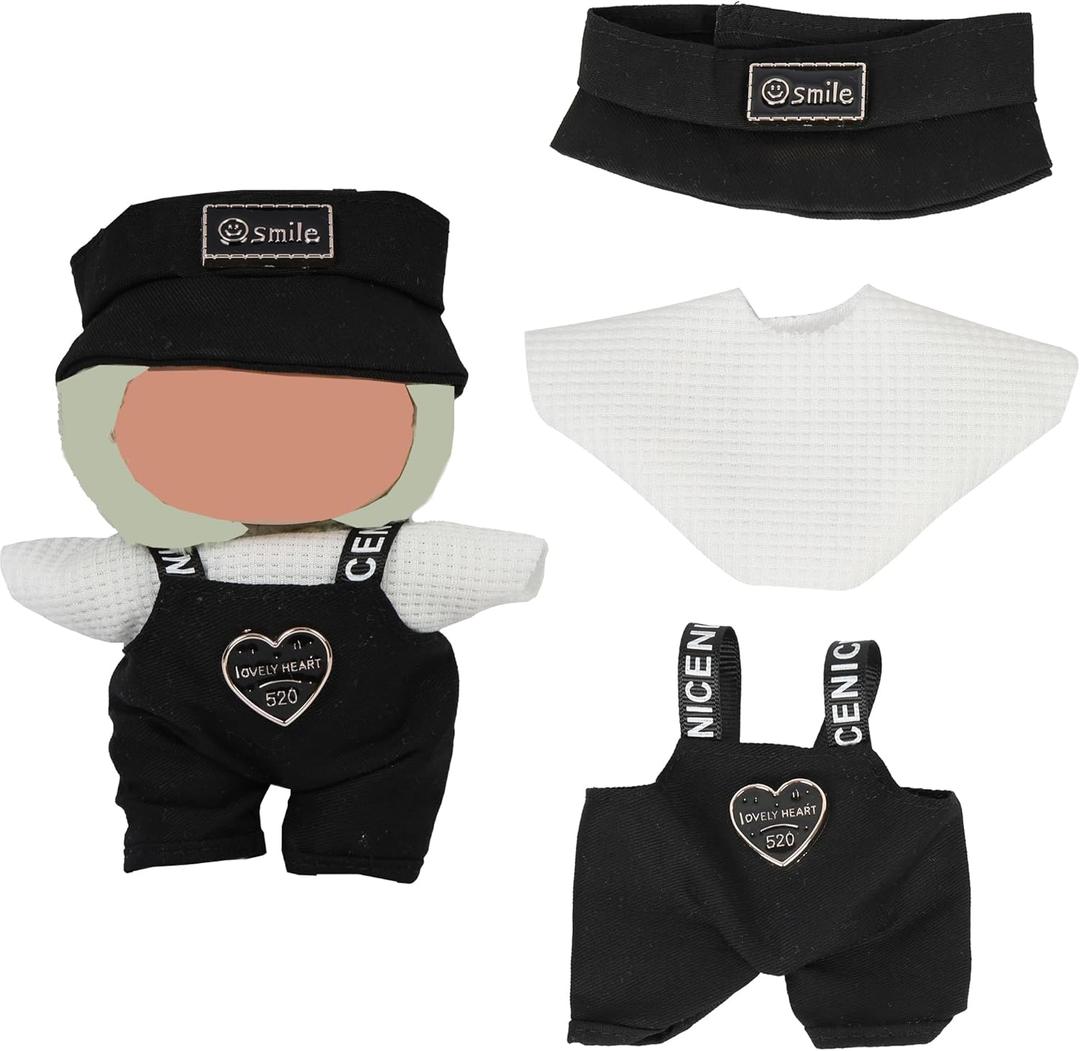 2 x 17CM Doll Clothes (No Dolls),3Pcs Outfits for 6.7 Inch Dolls Accessories Party Decoration Favors Merch Gifts Fits Popular Cute Blind Box Art (Black)