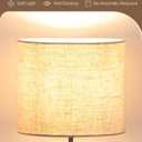 EDISHINE Tripod Table Lamp, Small Cute Bedside Lamp with Linen Beige Lampshade, Nightstand Lamp for Nursery, Bedroom, Kid Room, Living Room, Light Brown Wooden Base, E26 Socket, 14.2 Inch